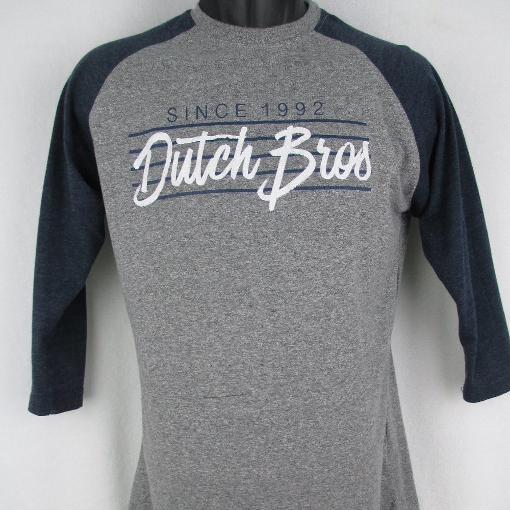 Dutch Bros Raglan Shirt Mens Medium Grey